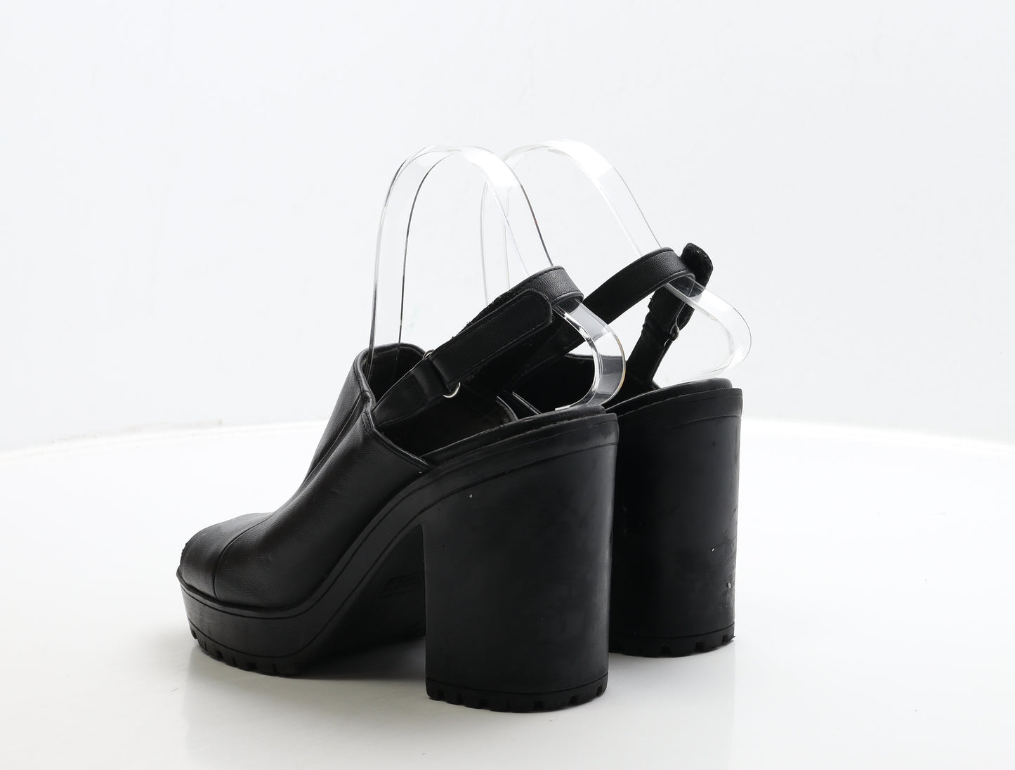 H&M Womens Black Leather Slingback Heel UK 5 38