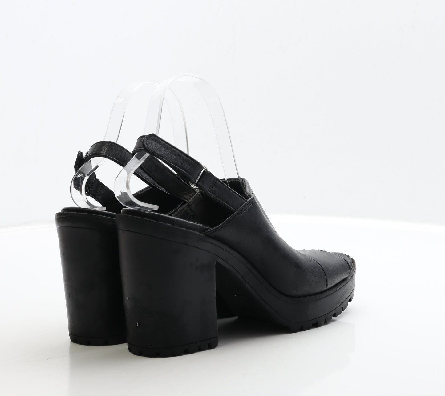 H&M Womens Black Leather Slingback Heel UK 5 38