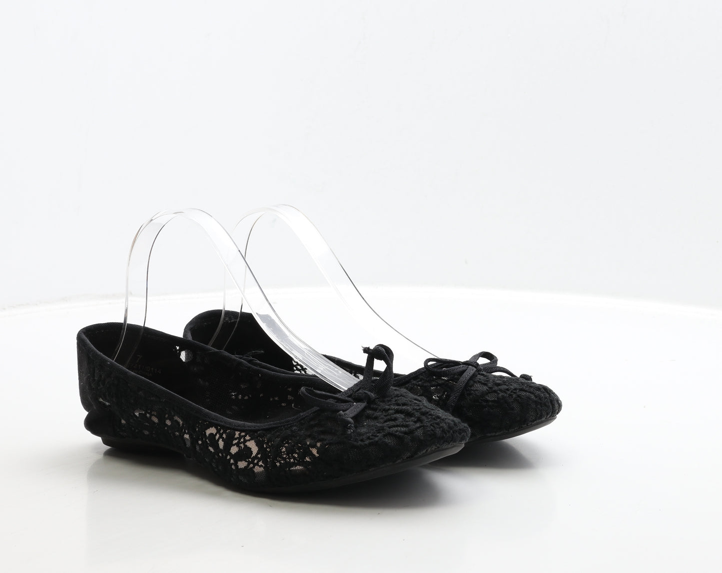 Marks and Spencer Womens Black Geometric Polyester Ballet Flat UK 7 40