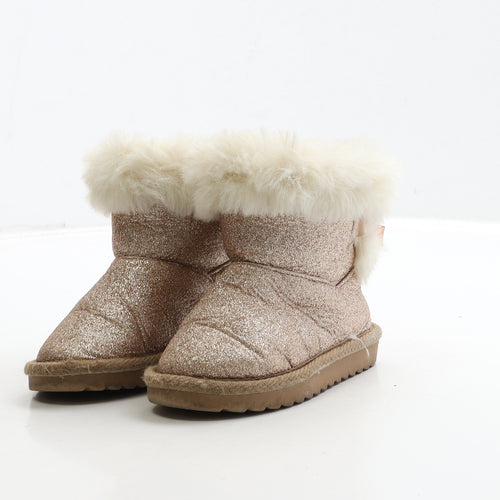 Primark Girls Gold Polyester Shearling Style Boot UK 6 23