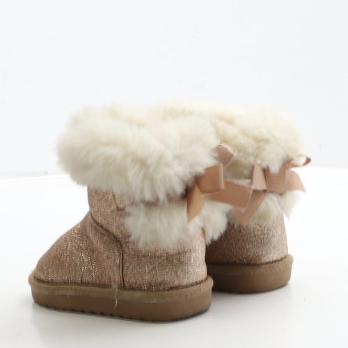 Primark Girls Gold Polyester Shearling Style Boot UK 6 23