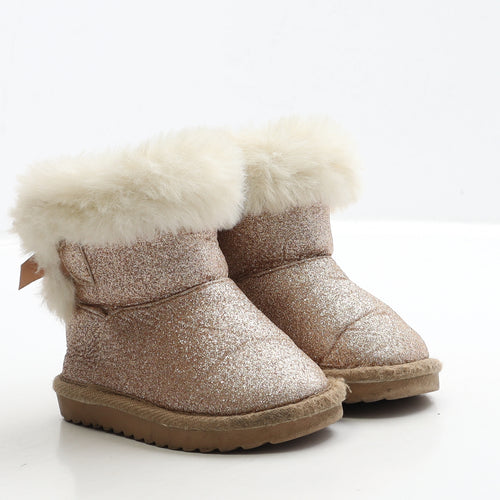Primark Girls Gold Polyester Shearling Style Boot UK 6 23