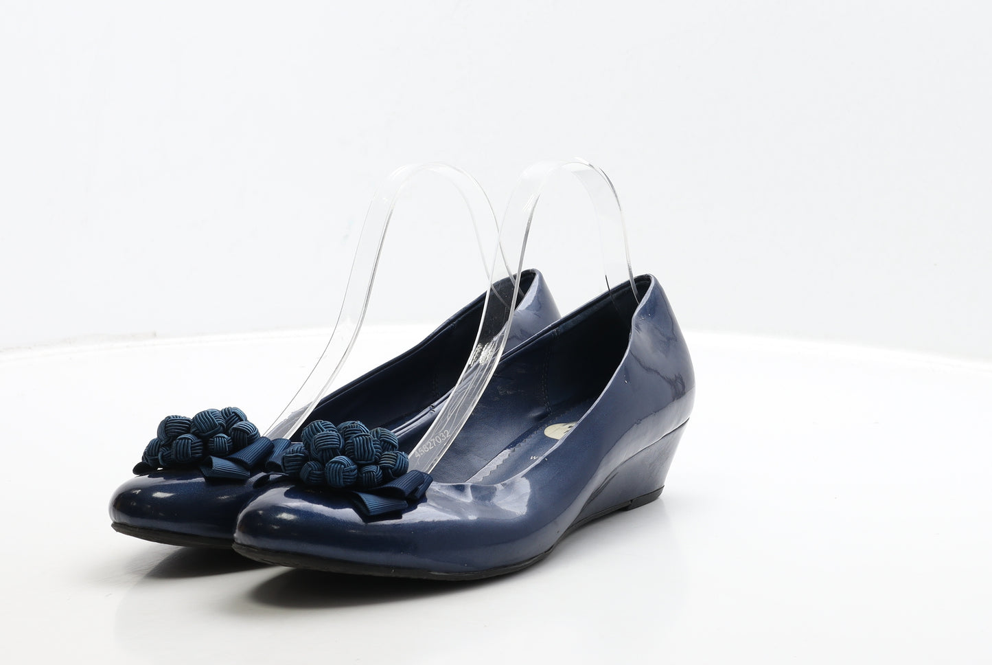 Clarks Womens Blue Leather Court Heel UK 7 40 - Wide Fit