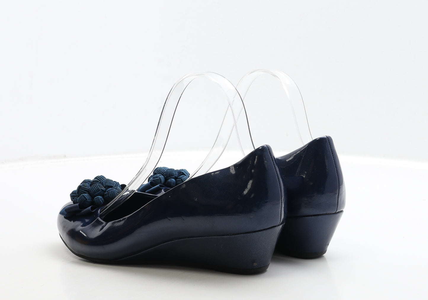 Clarks Womens Blue Leather Court Heel UK 7 40 - Wide Fit