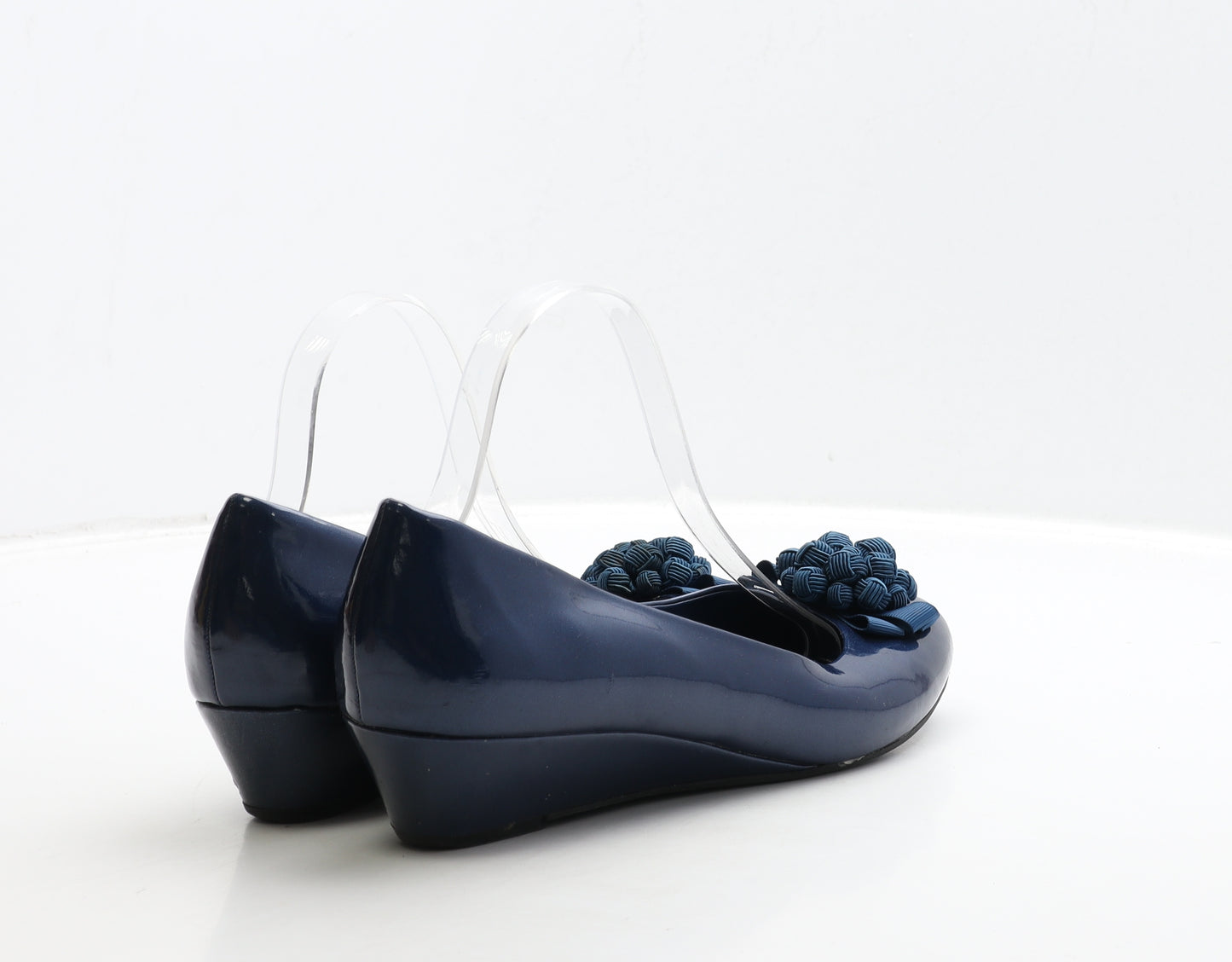 Clarks Womens Blue Leather Court Heel UK 7 40 - Wide Fit
