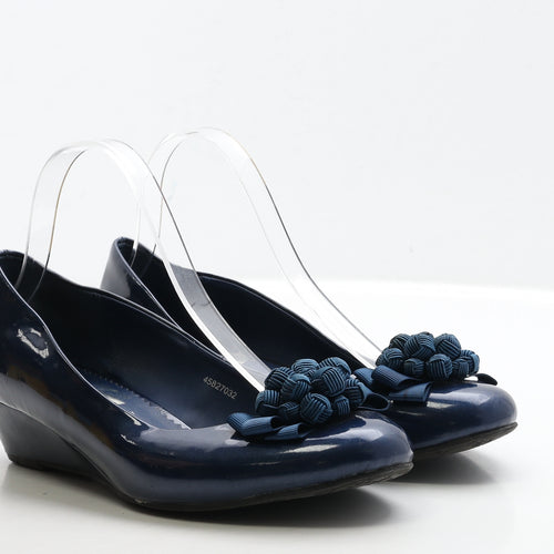 Clarks Womens Blue Leather Court Heel UK 7 40 - Wide Fit