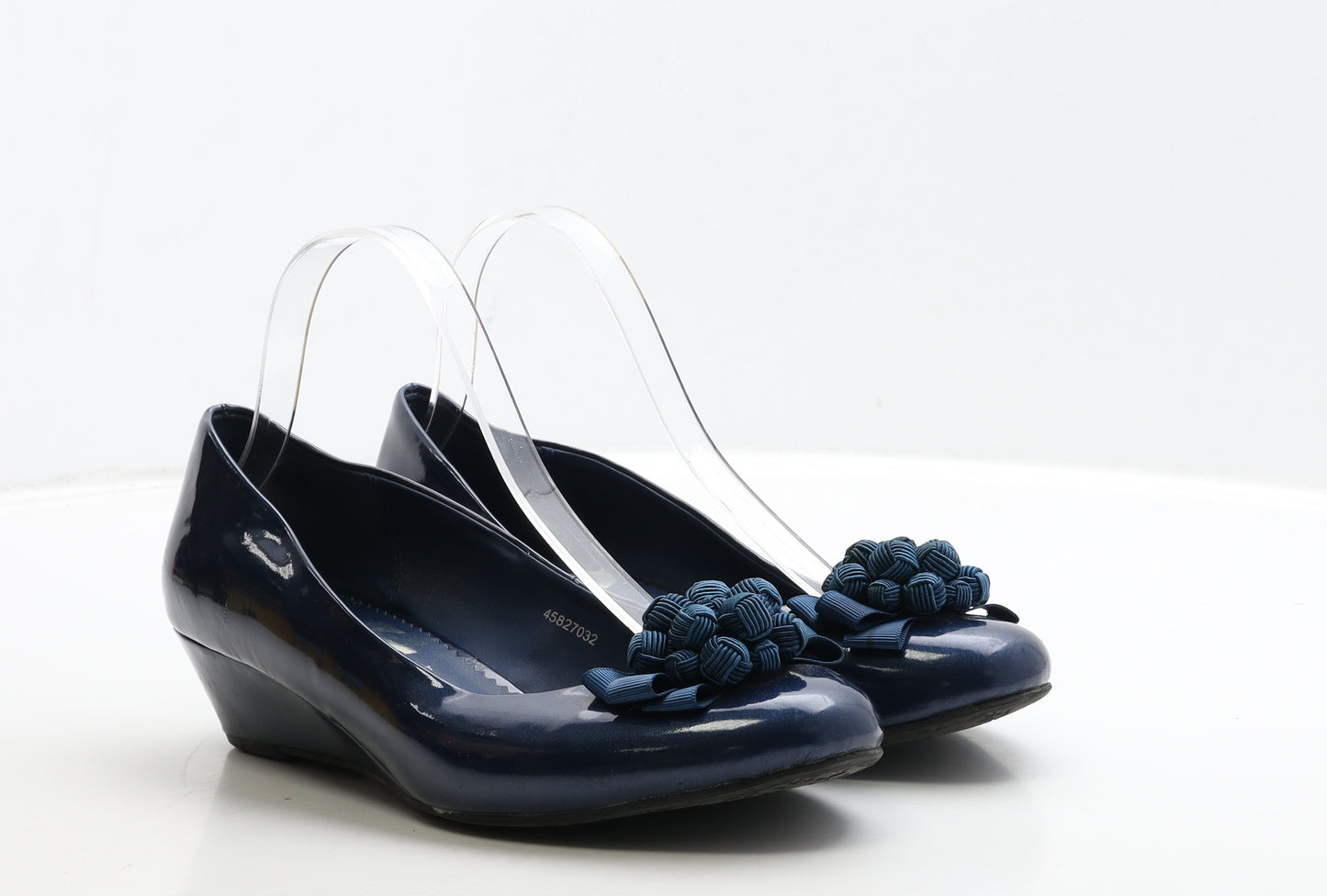 Clarks Womens Blue Leather Court Heel UK 7 40 - Wide Fit