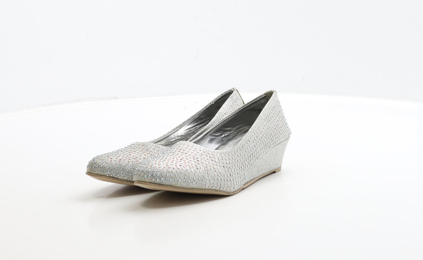 Sweet Gifts Girls Silver Polyester Slip On Heel UK 3 36