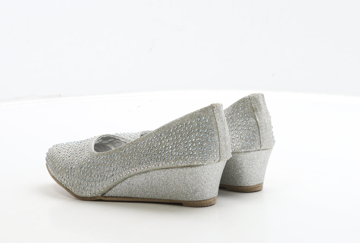 Sweet Gifts Girls Silver Polyester Slip On Heel UK 3 36