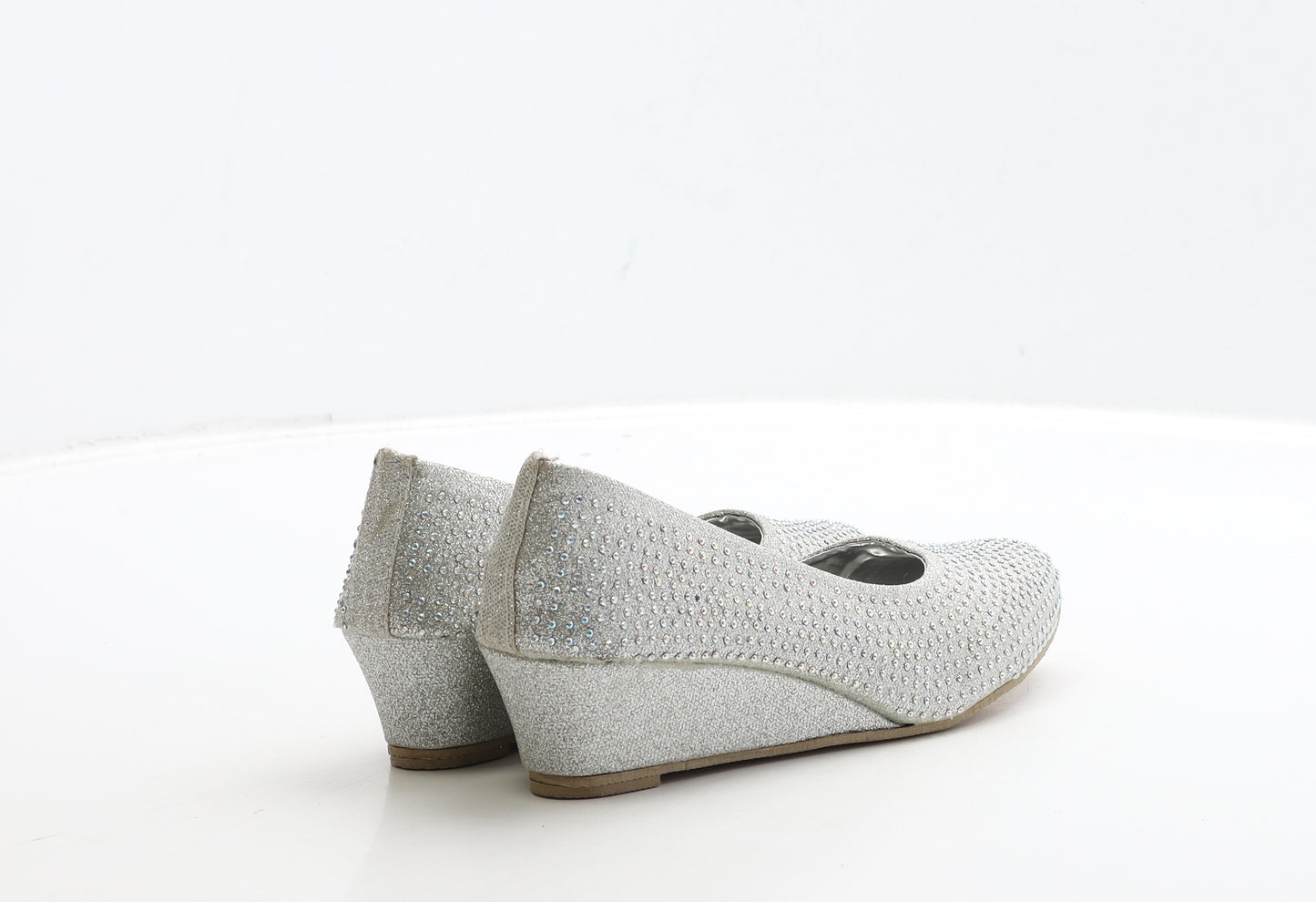 Sweet Gifts Girls Silver Polyester Slip On Heel UK 3 36