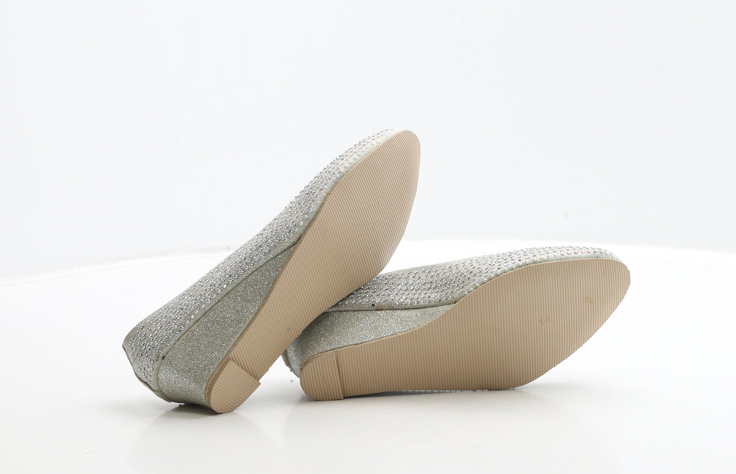 Sweet Gifts Girls Silver Polyester Slip On Heel UK 3 36