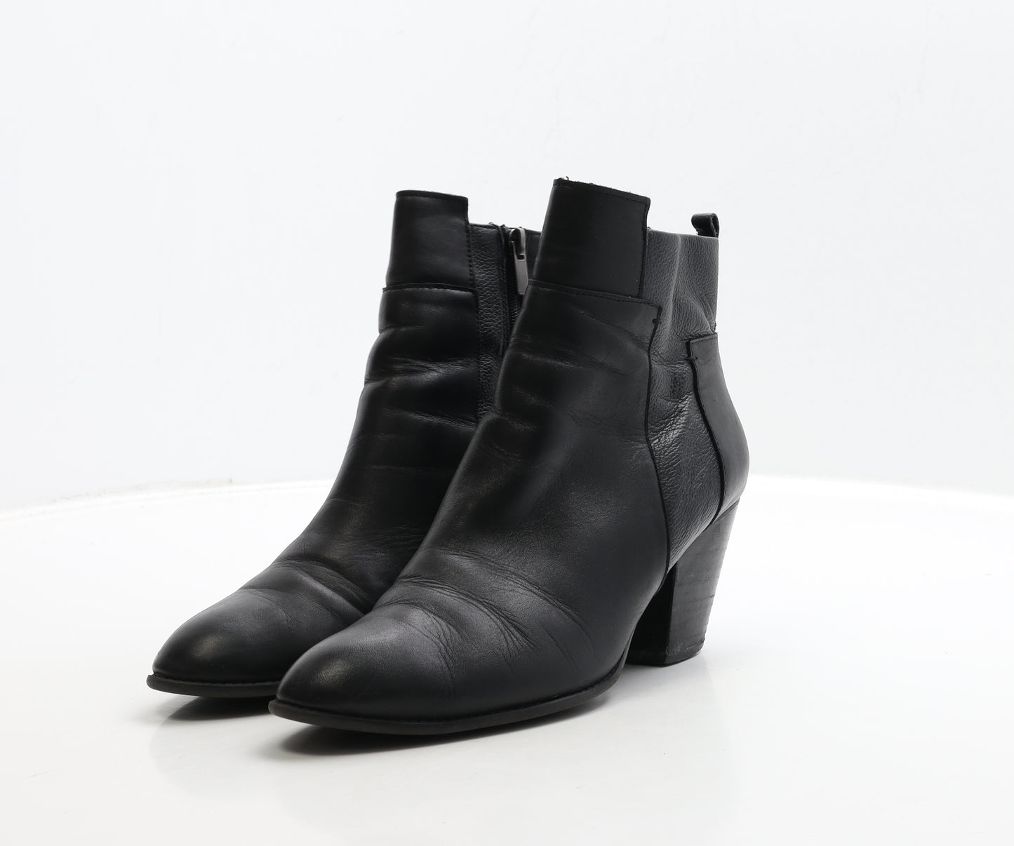 FootGlove Womens Black Leather Bootie Boot UK 7 40