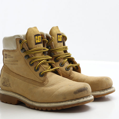 CAT Mens Brown Leather Combat Boot UK 5 36