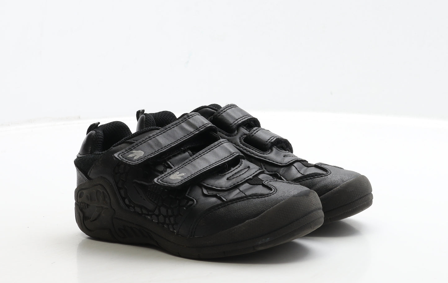 George Boys Black Polyester Trainer UK 12 31 - Dinosaur Detail
