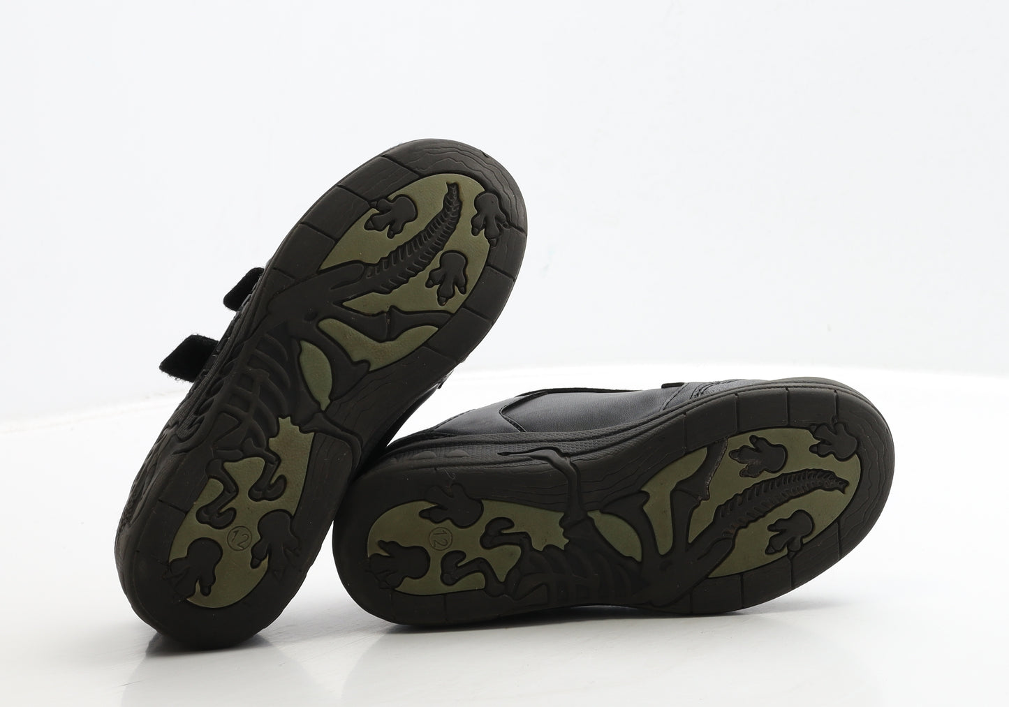 George Boys Black Polyester Trainer UK 12 31 - Dinosaur Detail