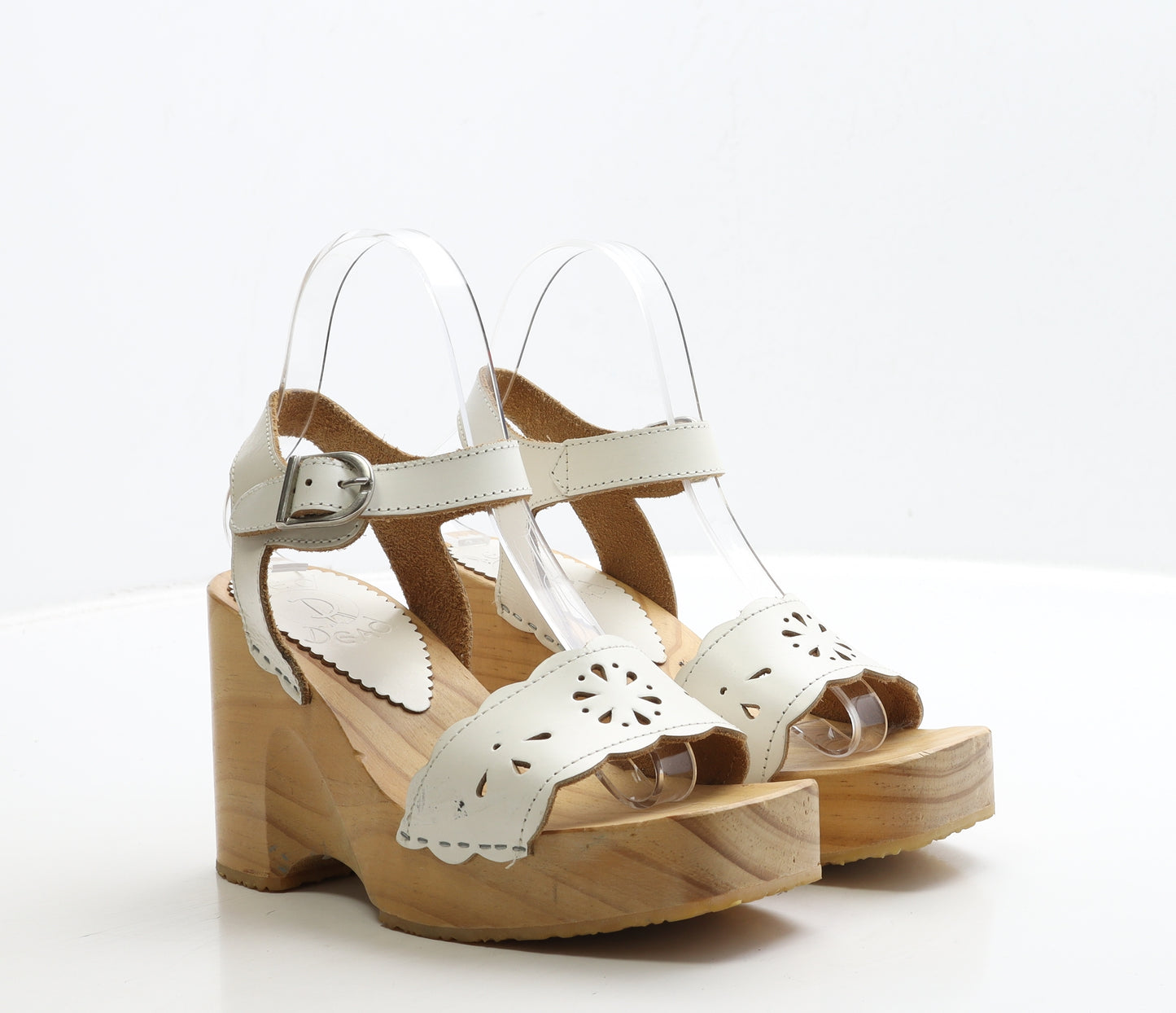 Red or Dead Womens White Geometric Leather Strappy Heel UK 4 37