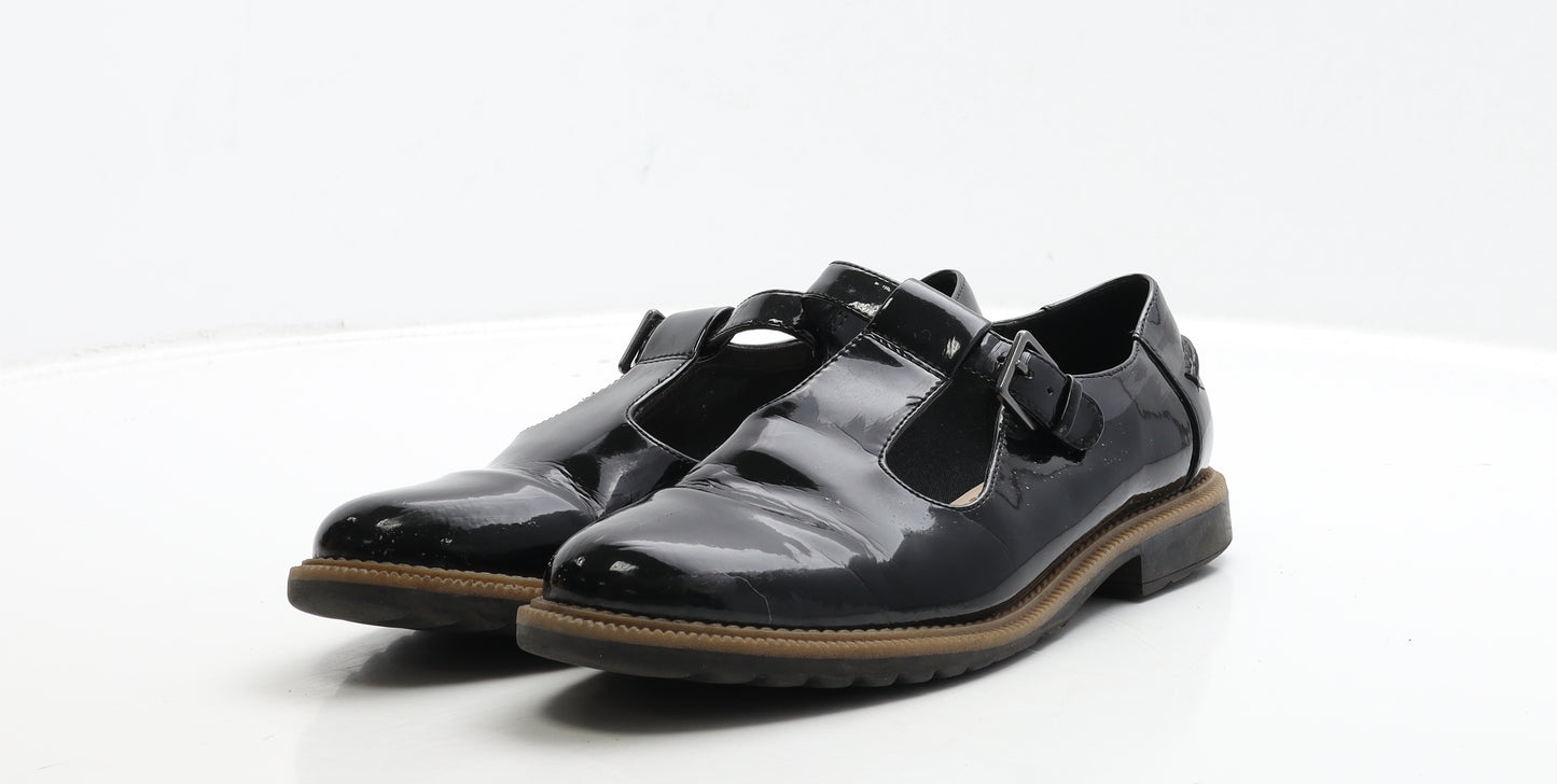 Clarks Womens Black Leather Mary Jane Flat UK 5.5 39