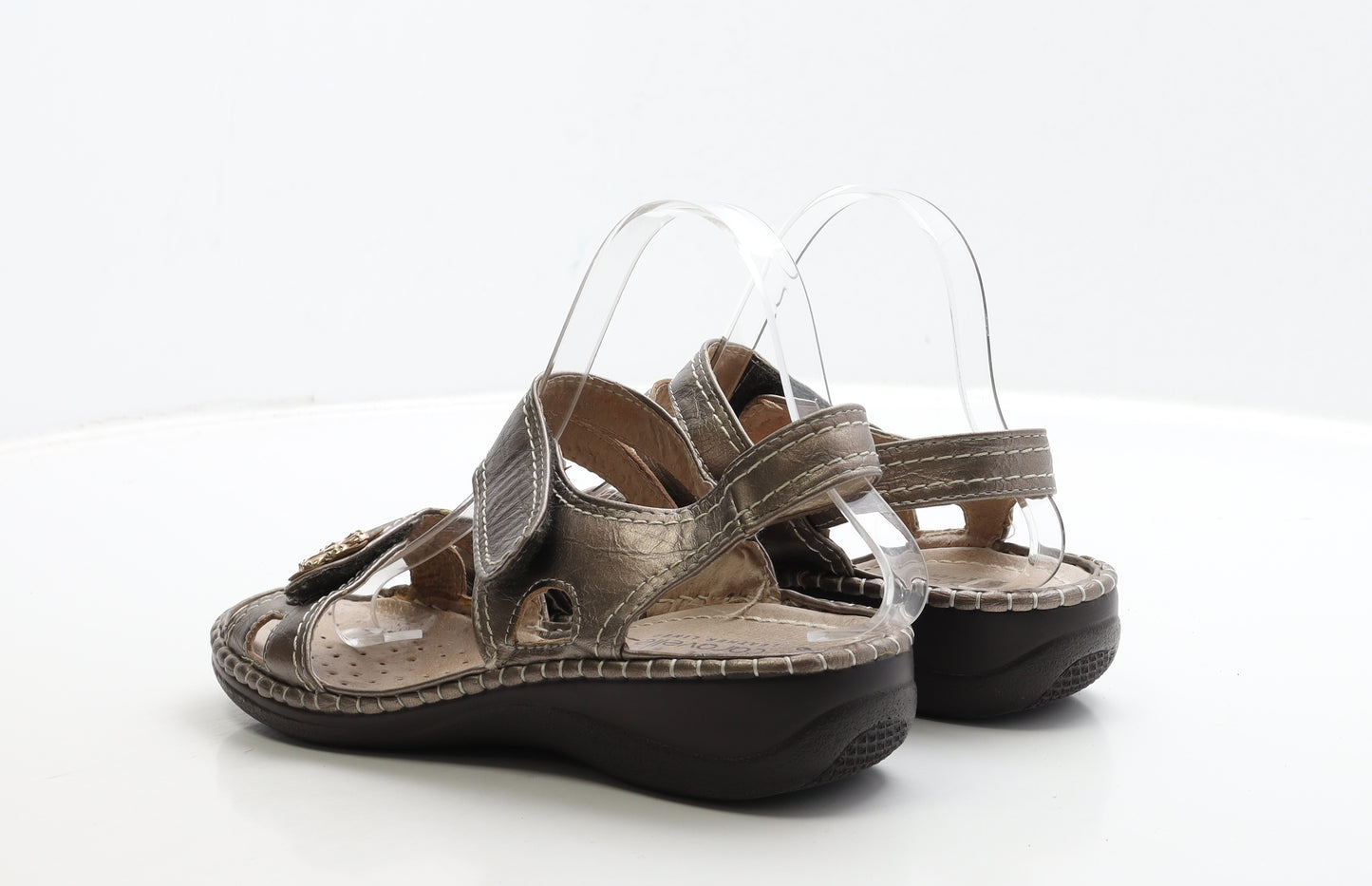 Caravelle Womens Gold Leather Strappy Sandal UK 6 39 - Wide Fit