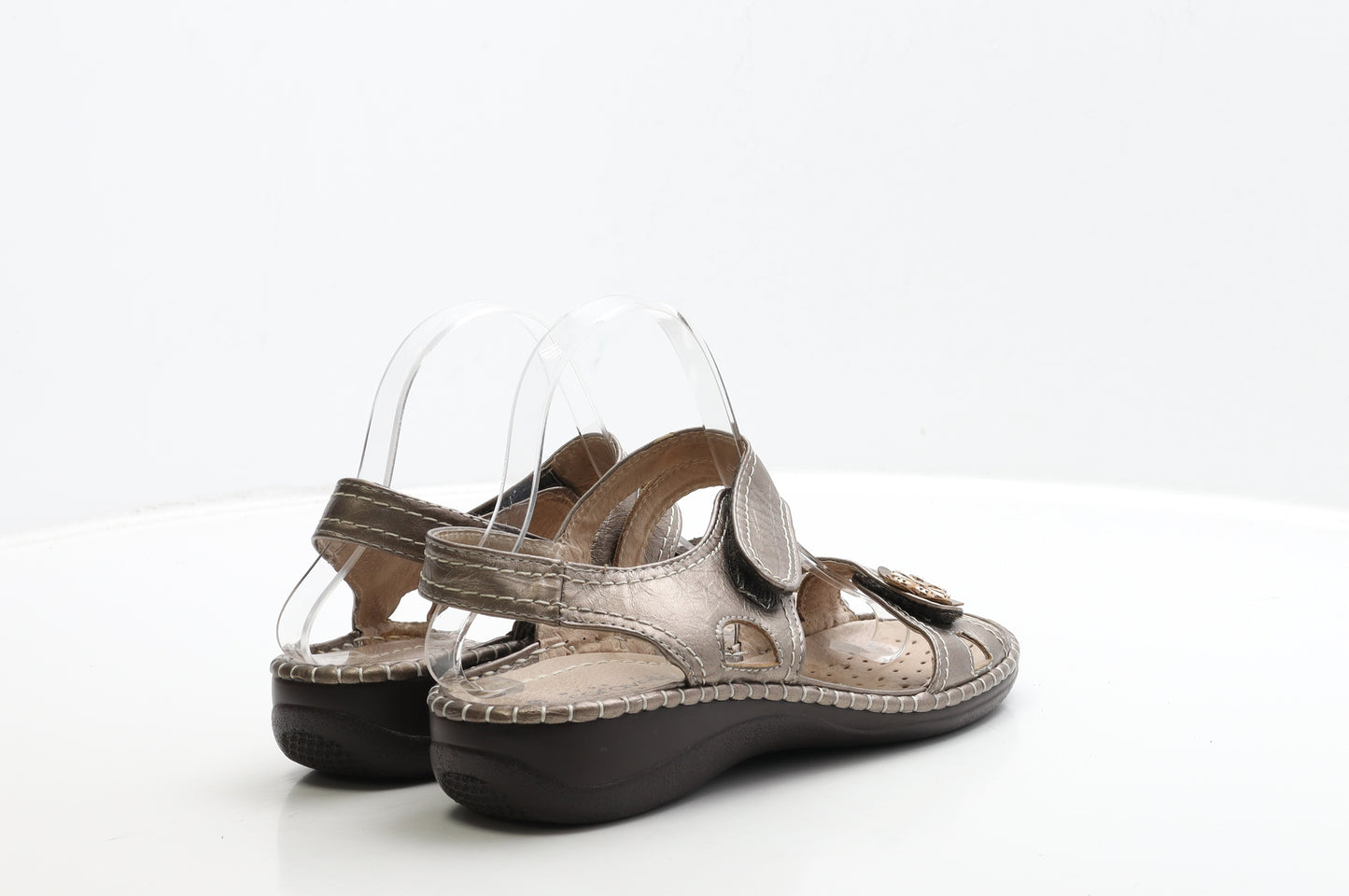 Caravelle Womens Gold Leather Strappy Sandal UK 6 39 - Wide Fit
