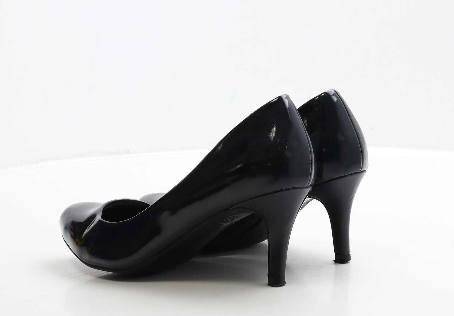 Marks and Spencer Womens Blue Patent Leather Court Heel UK 5 38 - Wide Fit
