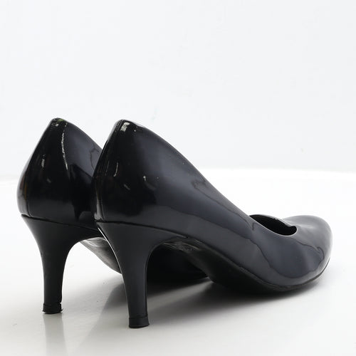 Marks and Spencer Womens Blue Patent Leather Court Heel UK 5 38 - Wide Fit