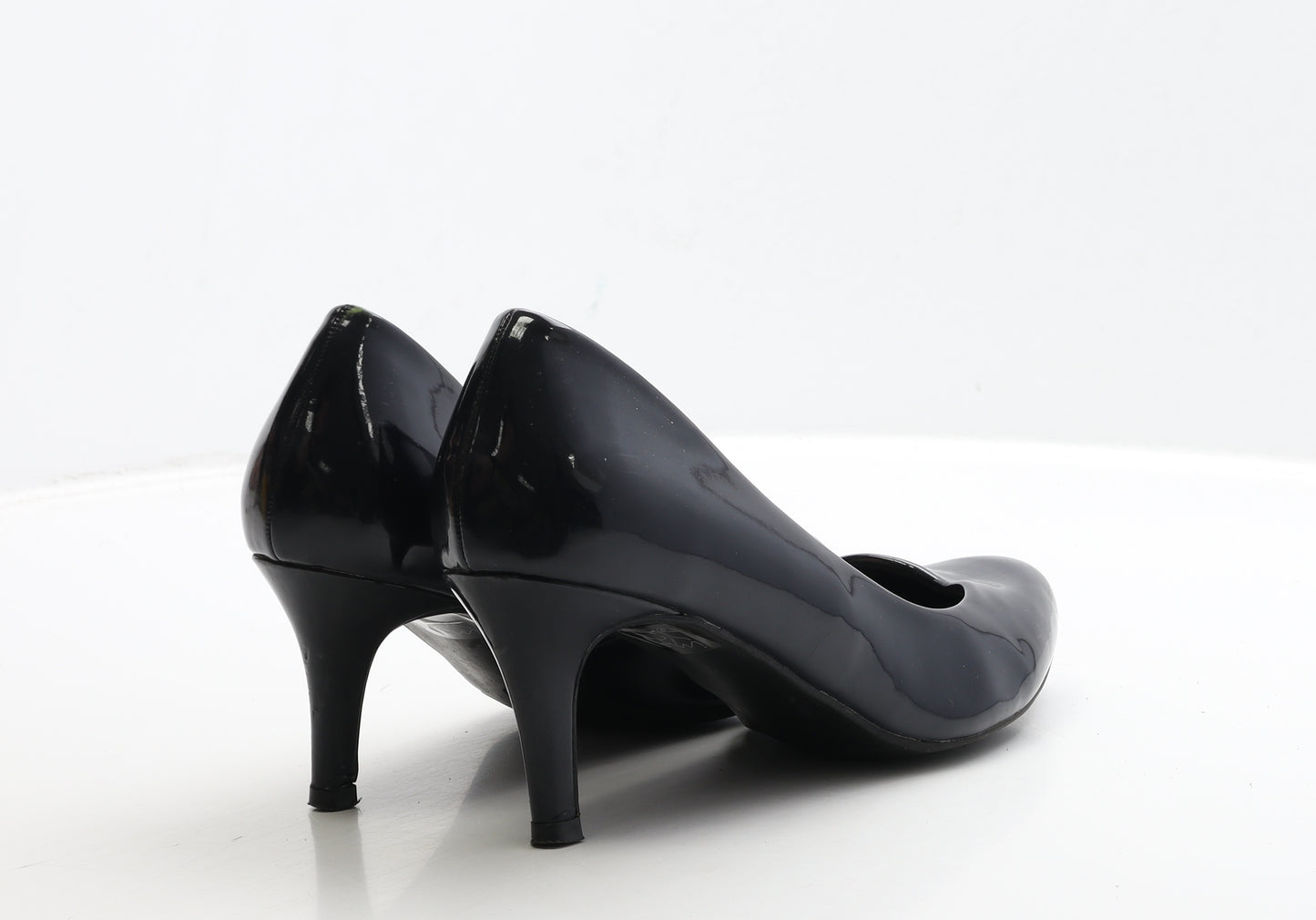Marks and Spencer Womens Blue Patent Leather Court Heel UK 5 38 - Wide Fit