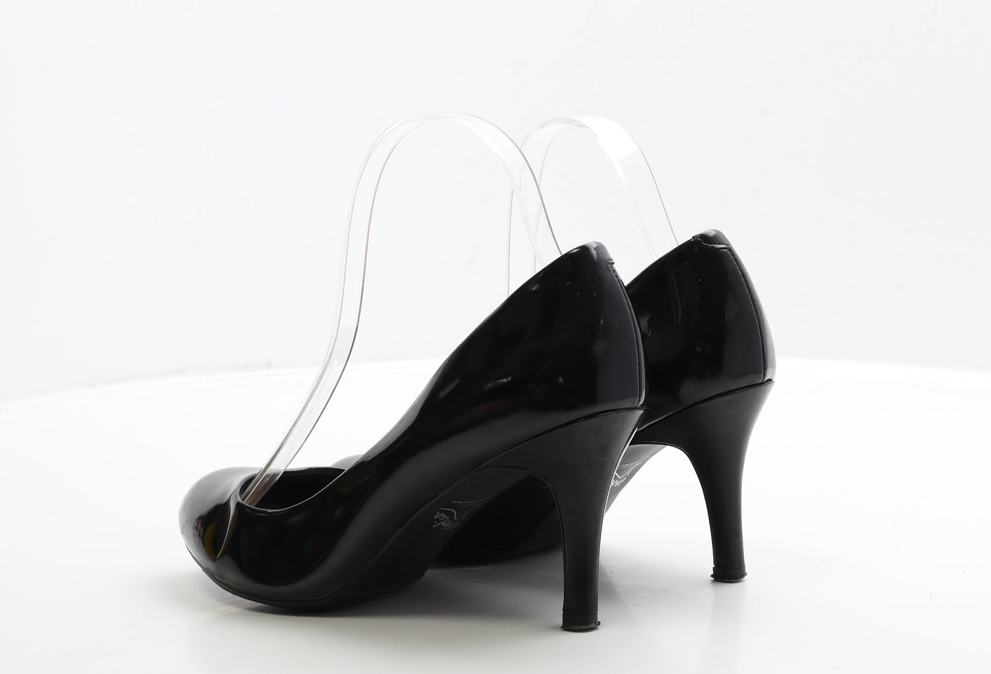 Marks and Spencer Womens Black Patent Leather Court Heel UK 5 38 - Wide Fit
