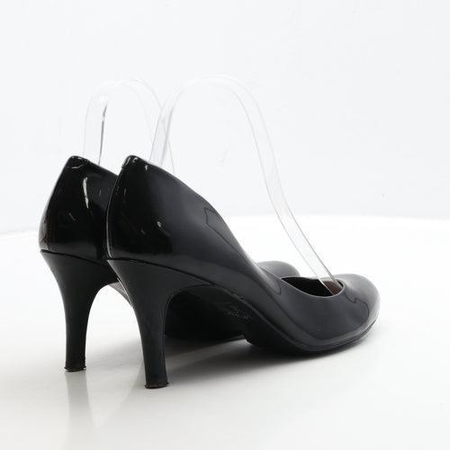 Marks and Spencer Womens Black Patent Leather Court Heel UK 5 38 - Wide Fit