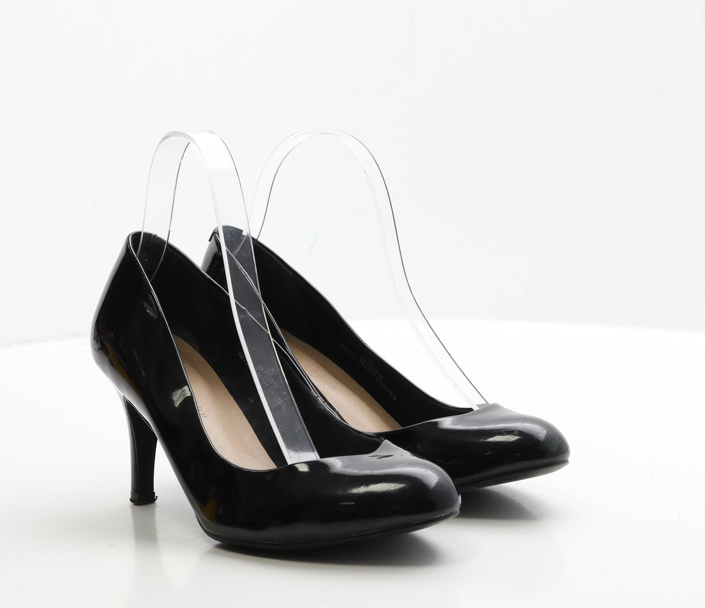 Marks and Spencer Womens Black Patent Leather Court Heel UK 5 38 - Wide Fit