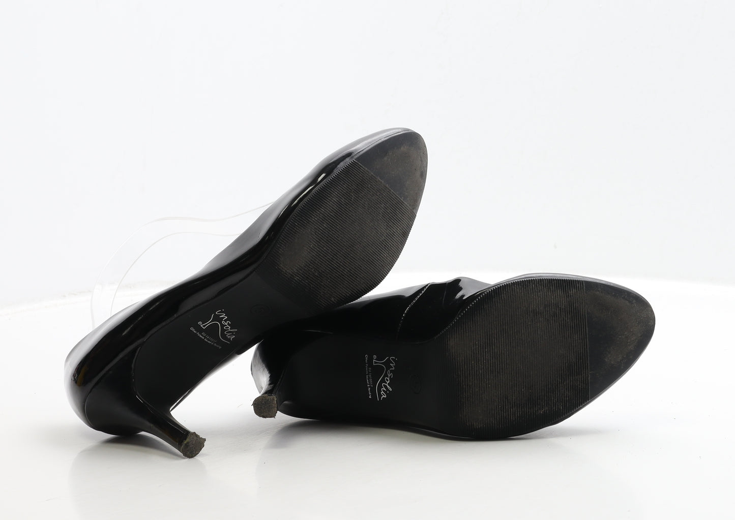 Marks and Spencer Womens Black Patent Leather Court Heel UK 5 38 - Wide Fit