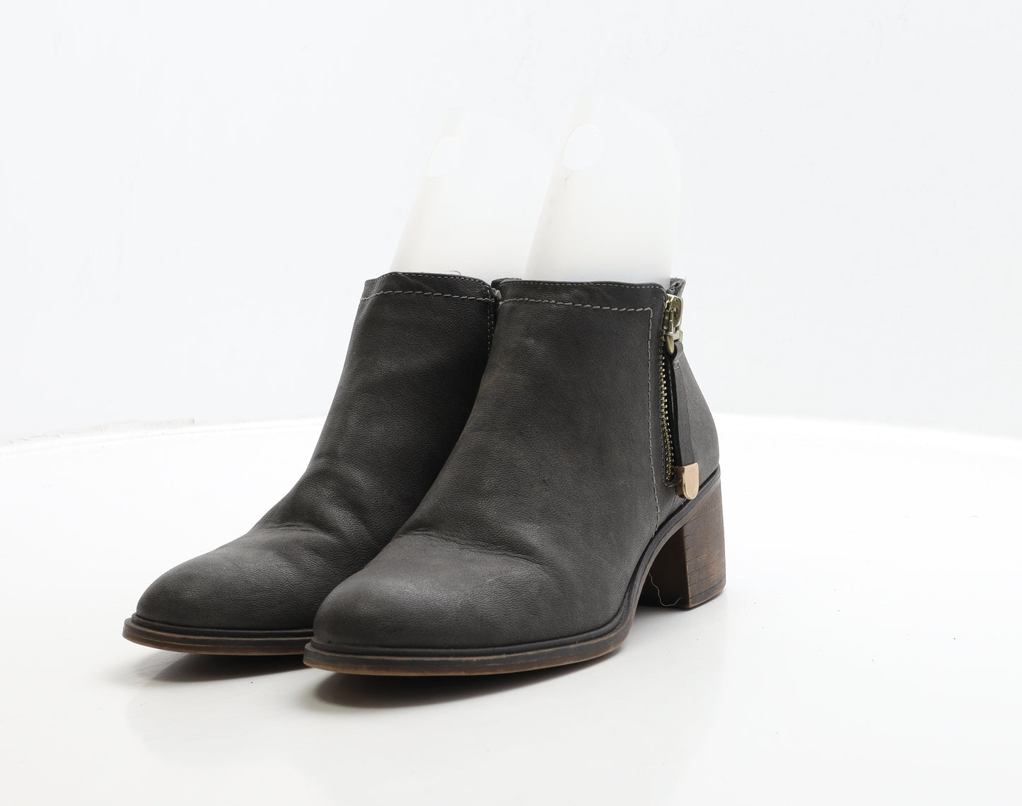 Peacocks Womens Brown Leather Bootie Boot UK 4 37
