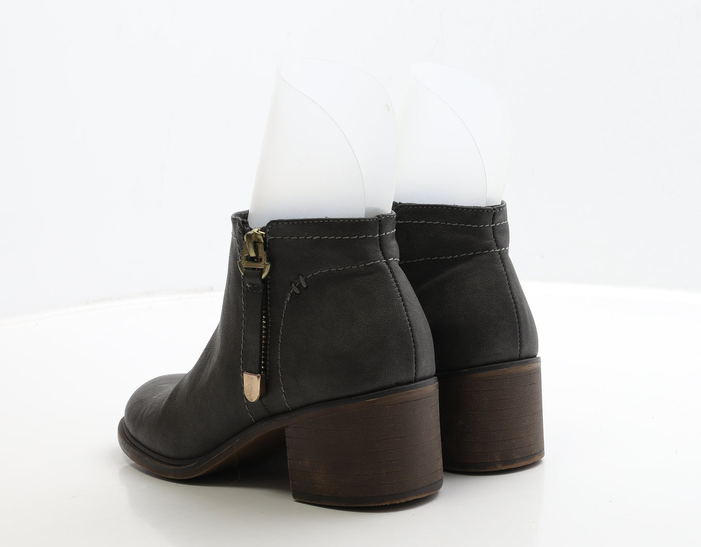 Peacocks Womens Brown Leather Bootie Boot UK 4 37