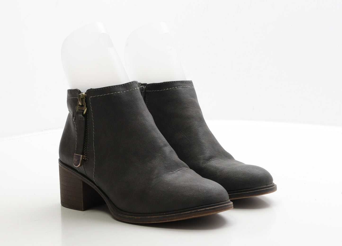 Peacocks Womens Brown Leather Bootie Boot UK 4 37