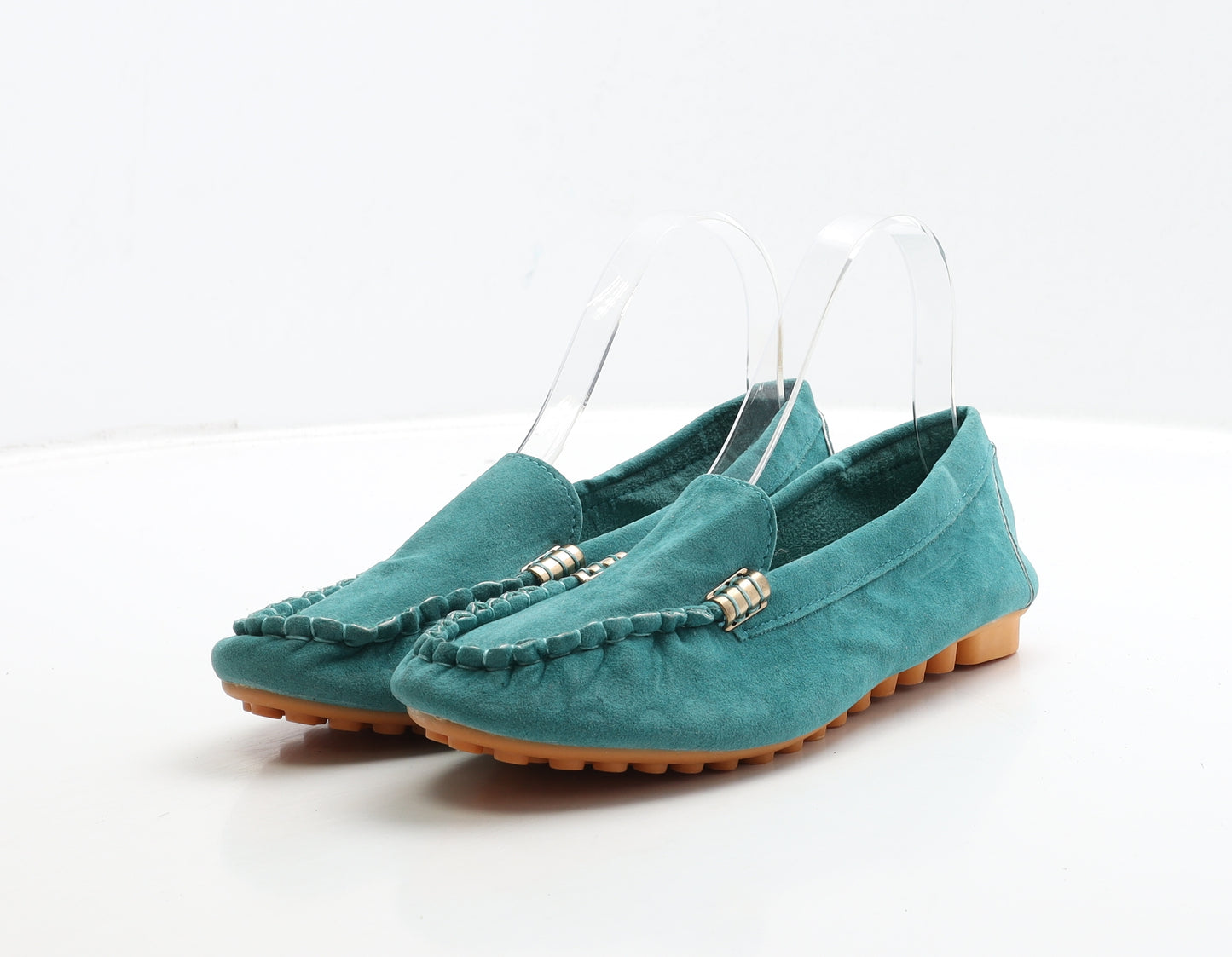 Preworn Womens Green Suede Loafer Flat UK 7 40
