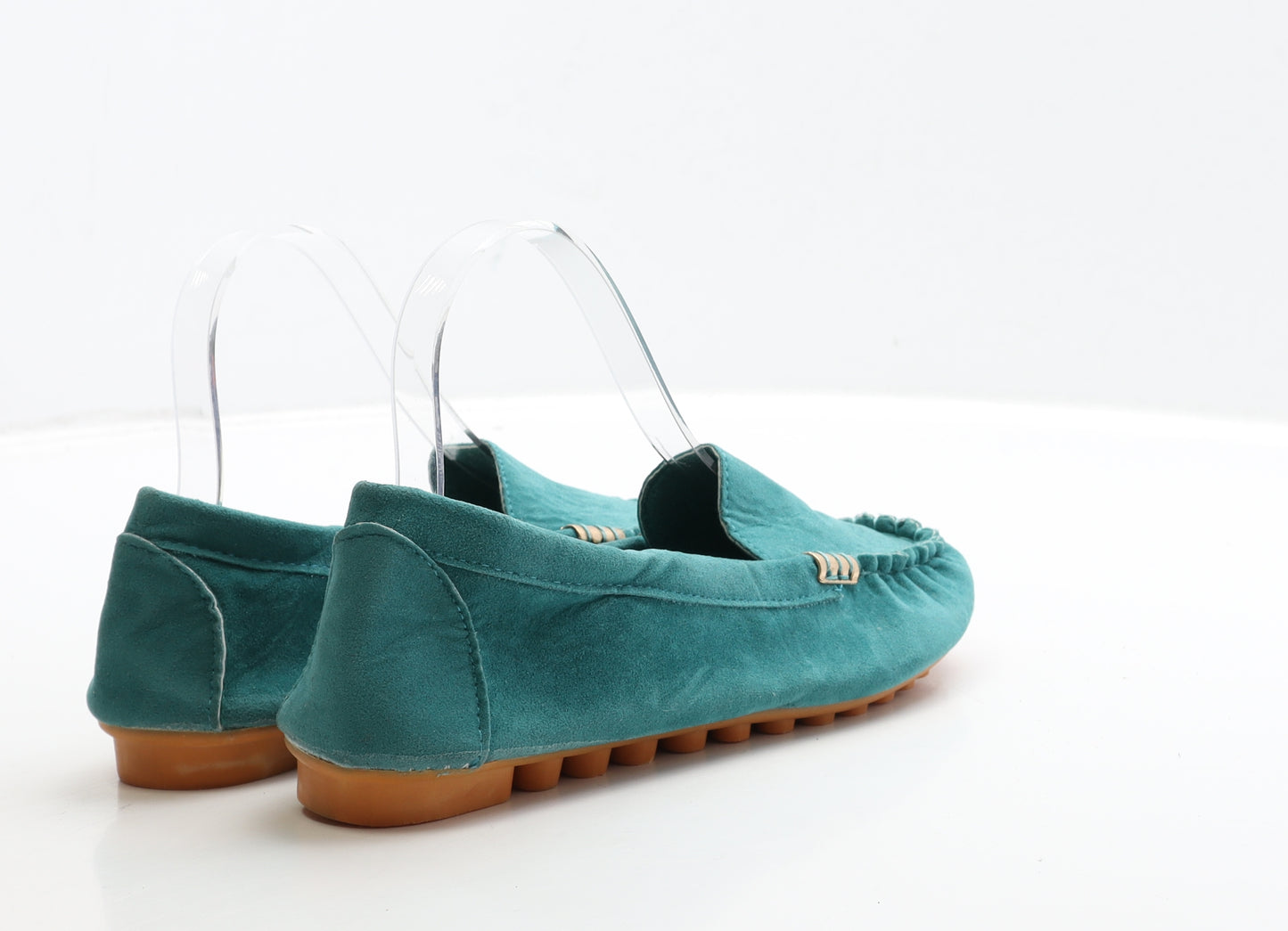 Preworn Womens Green Suede Loafer Flat UK 7 40