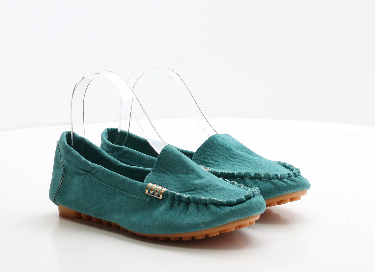 Preworn Womens Green Suede Loafer Flat UK 7 40