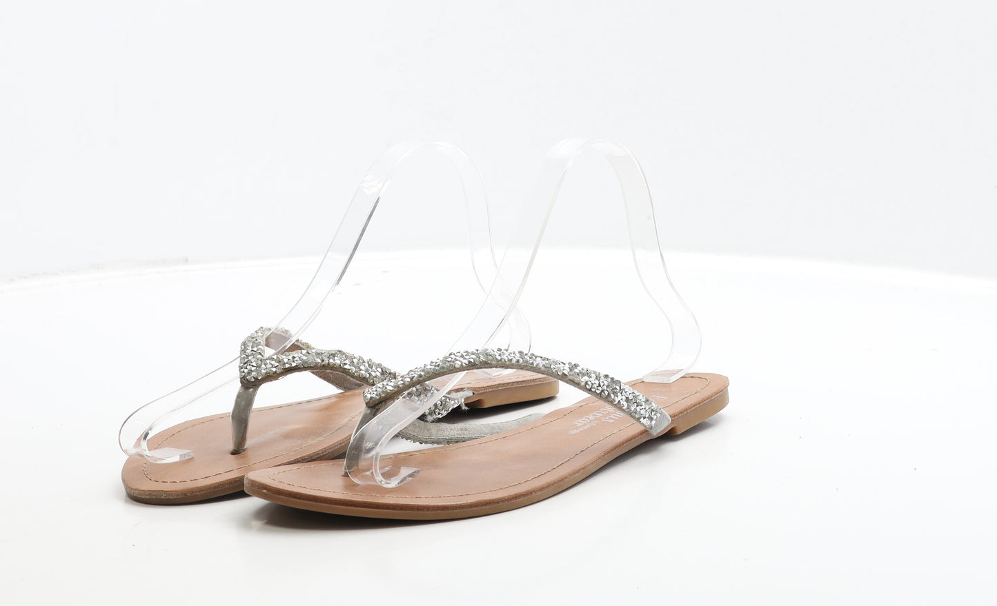 George Womens Silver Polyester Thong Sandal UK 6 39