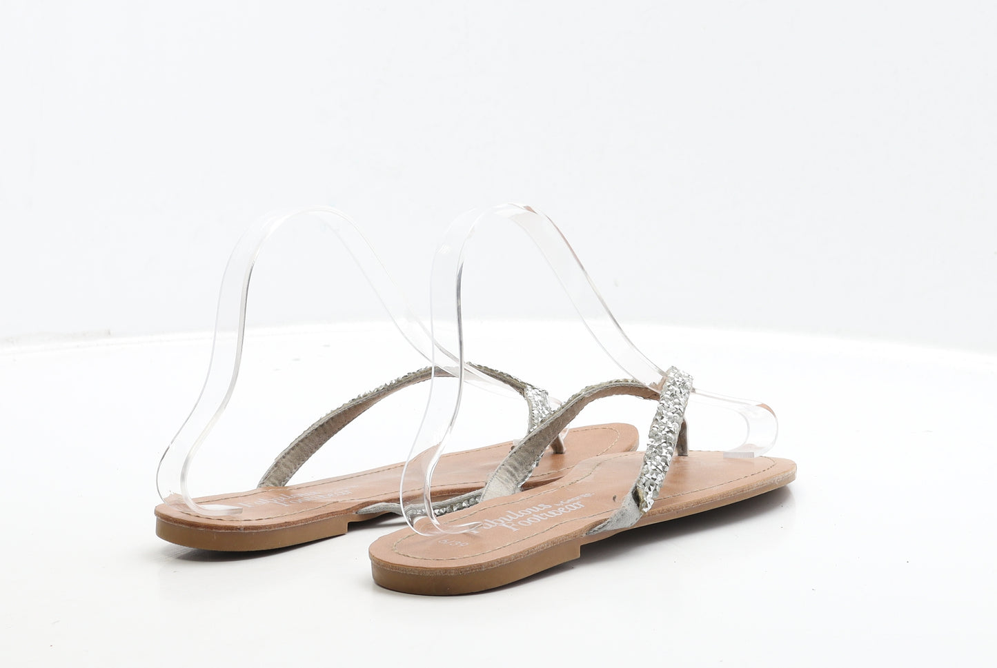 George Womens Silver Polyester Thong Sandal UK 6 39
