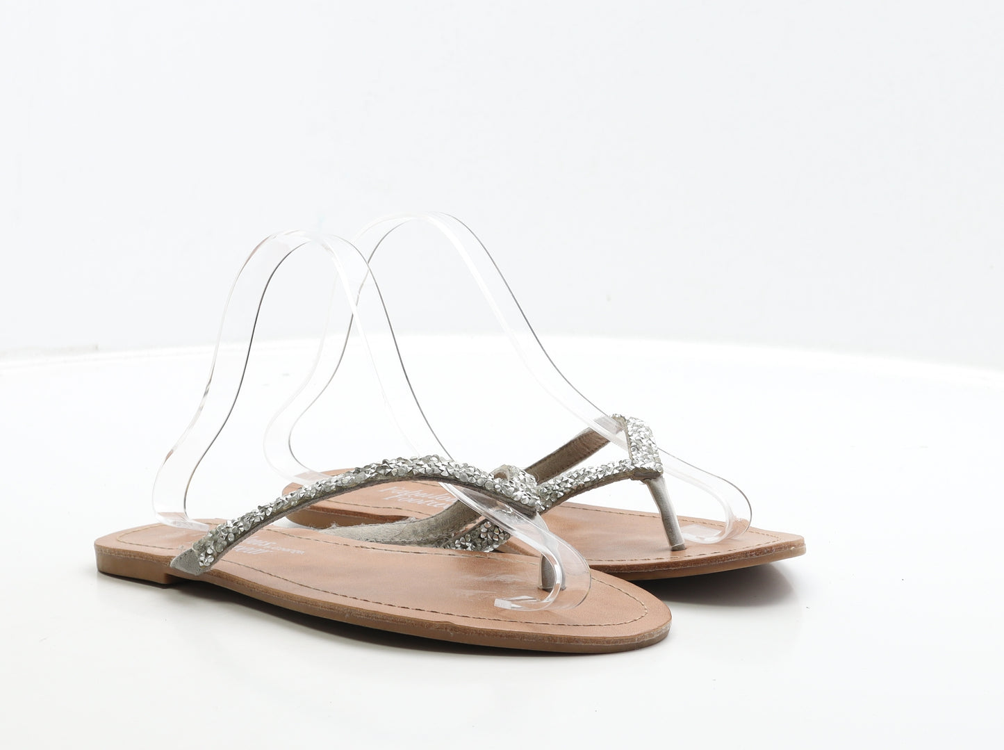 George Womens Silver Polyester Thong Sandal UK 6 39