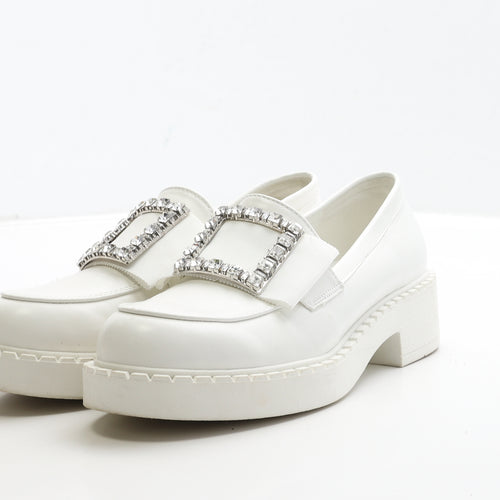 Preworn Womens White Leather Loafer Casual UK 4 37
