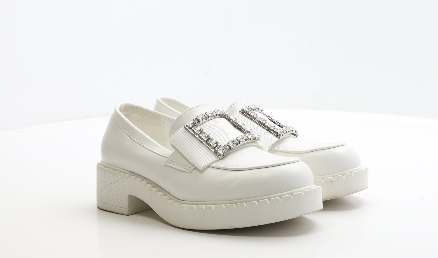 Preworn Womens White Leather Loafer Casual UK 4 37