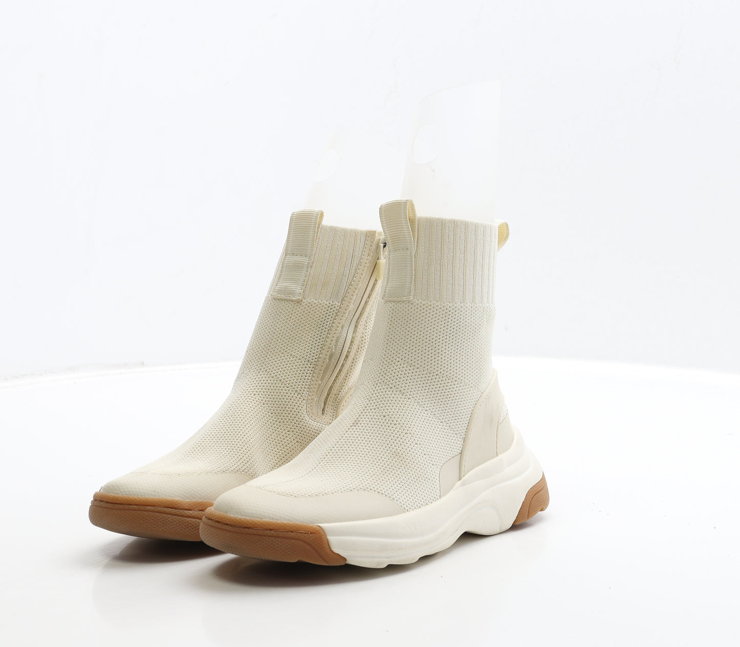 Zara Girls Ivory Polyester Sock Boot UK 11 29