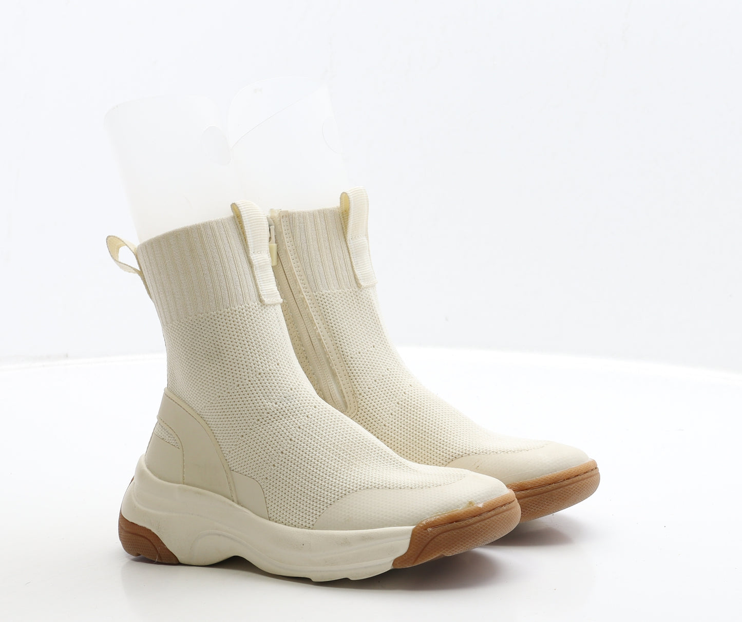 Zara Girls Ivory Polyester Sock Boot UK 11 29