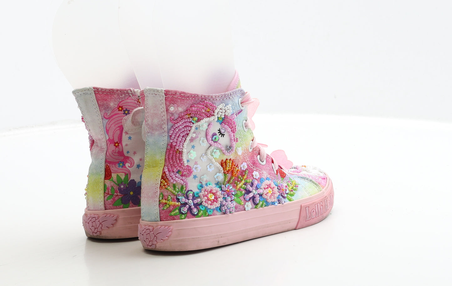 Lelli Kelly Girls Multicoloured Floral Polyester Trainer UK 11 29 - Unicorn Detail