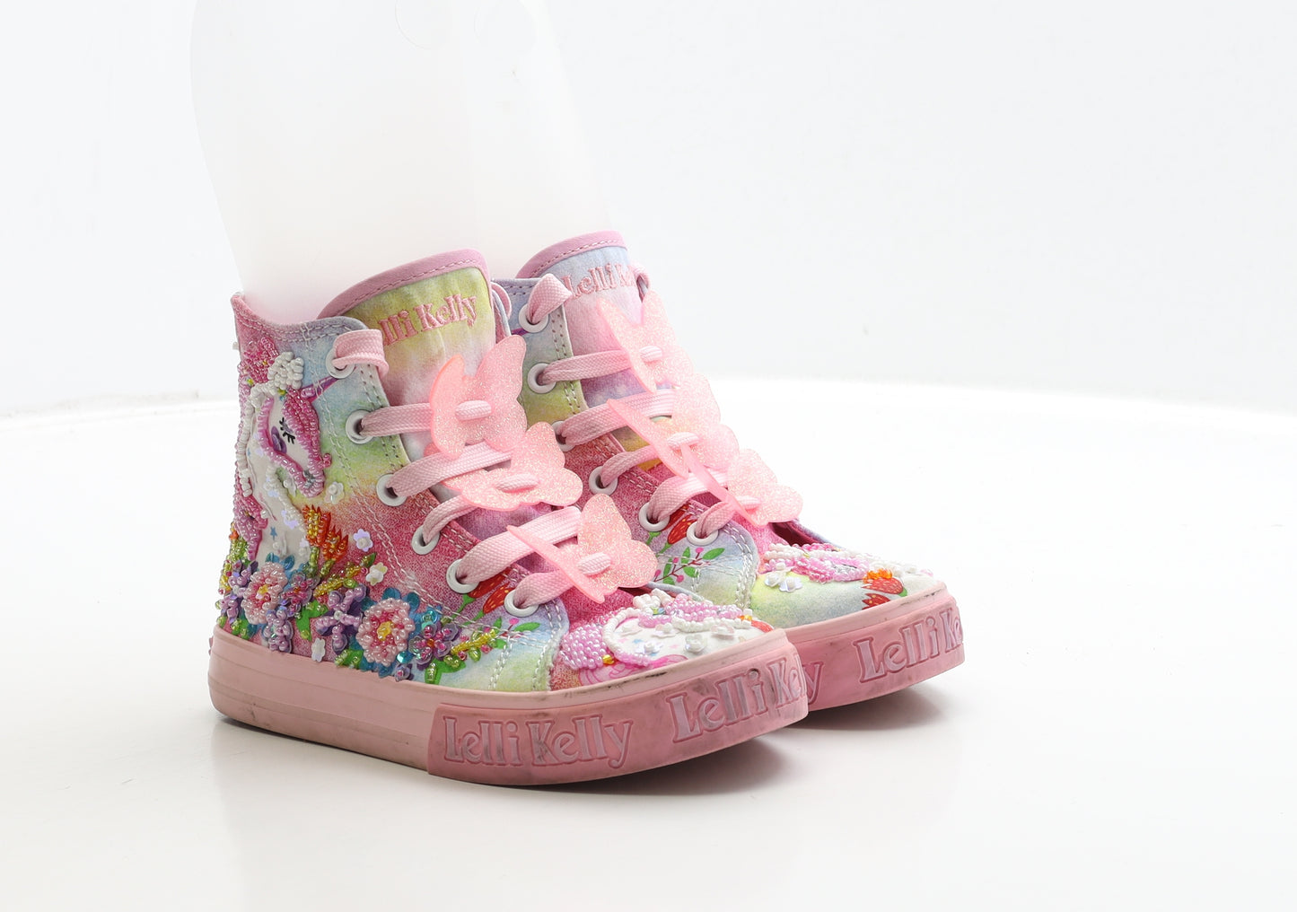 Lelli Kelly Girls Multicoloured Floral Polyester Trainer UK 11 29 - Unicorn Detail