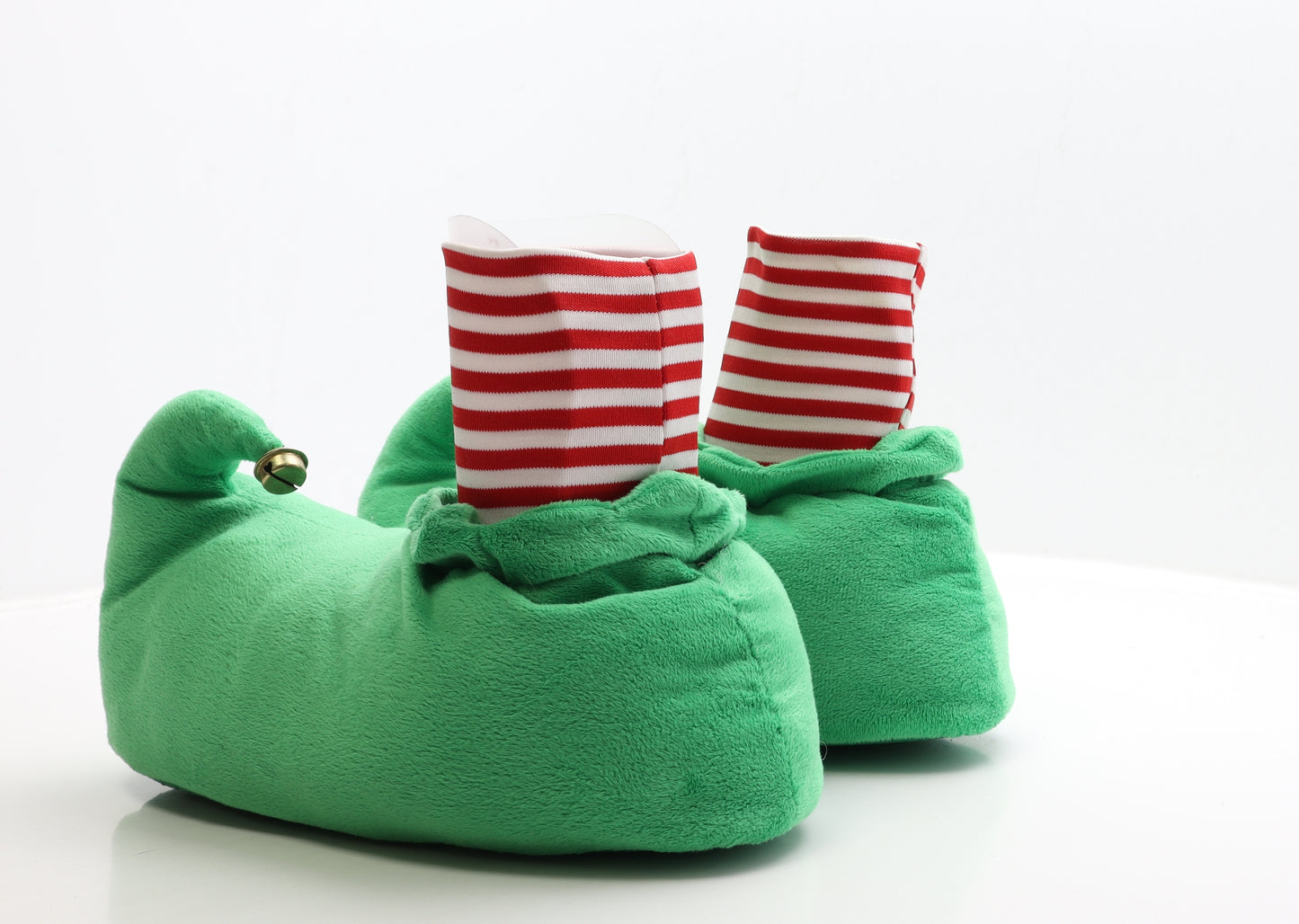 Dunnes Stores Mens Green Striped Polyester Sock Slipper UK 8 41 - Christmas Elf