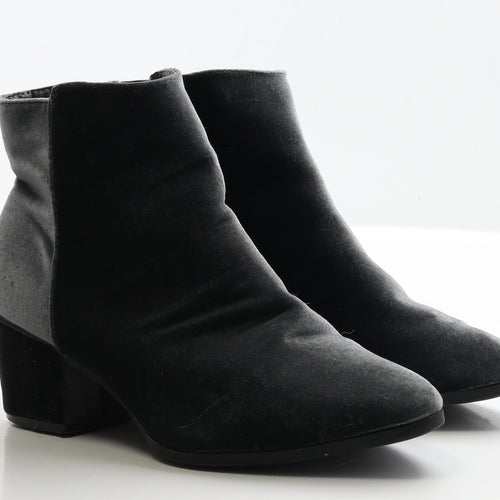 Primark Womens Grey Suede Bootie Boot UK 5 38 - Wide Fit