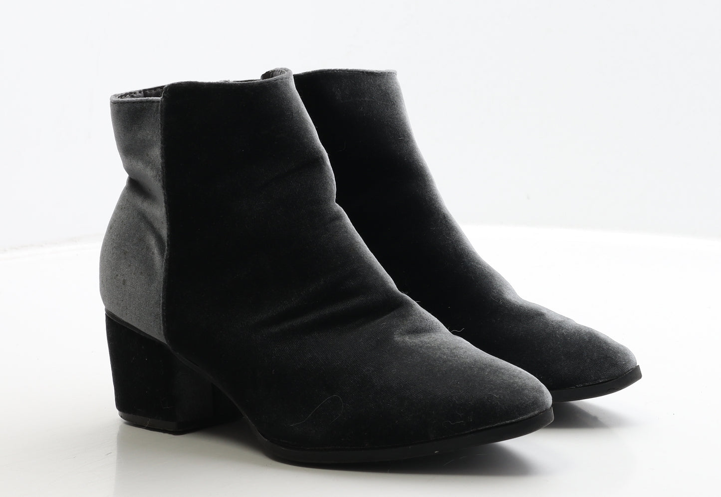 Primark Womens Grey Suede Bootie Boot UK 5 38 - Wide Fit