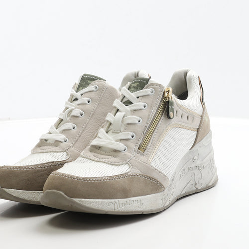 Mustang Womens White Polyester Trainer UK 5 38 - Wedge Heel