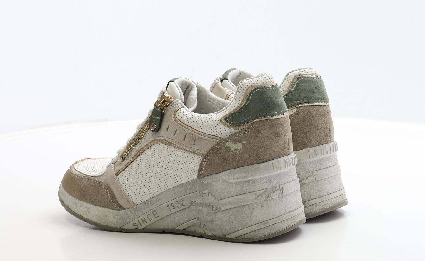 Mustang Womens White Polyester Trainer UK 5 38 - Wedge Heel